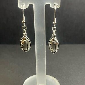 Silver Football Dangle Earrings
